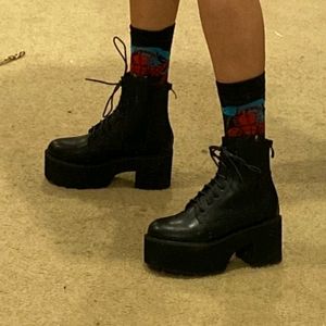 Platform combat boots